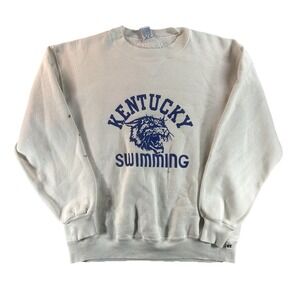 Vintage Kentucky Wildcats Sweatshirt Mens Large White NCAA Swimming Russell USA
